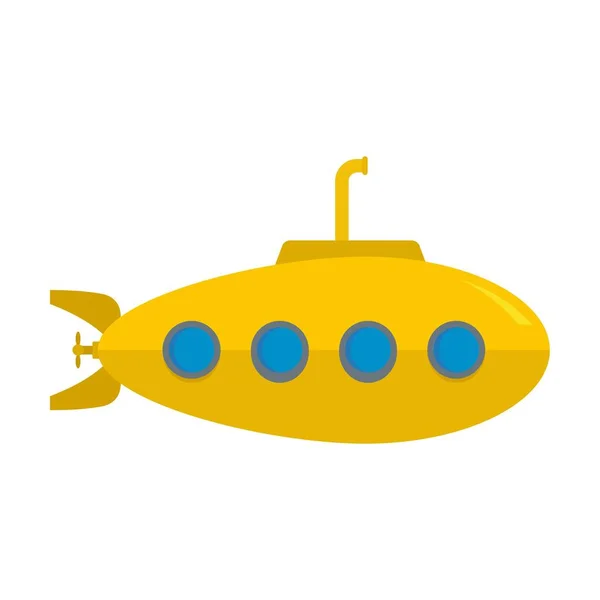 Gul ubåt ikon, platt stil — Stock vektor