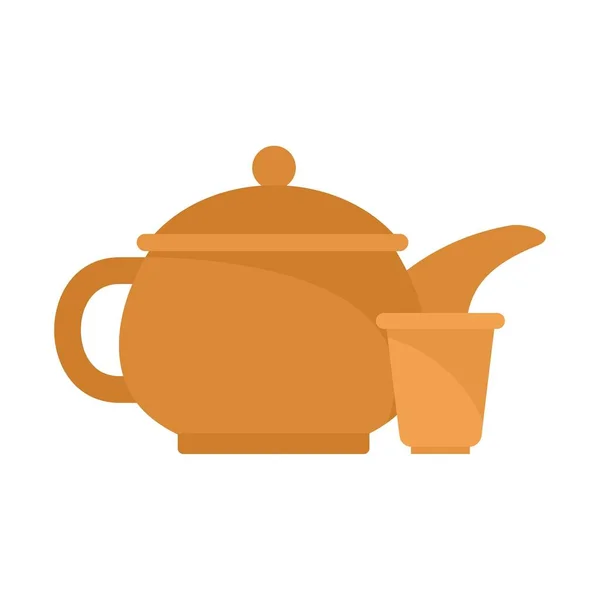 Taiwan thee pot pictogram, vlakke stijl — Stockvector