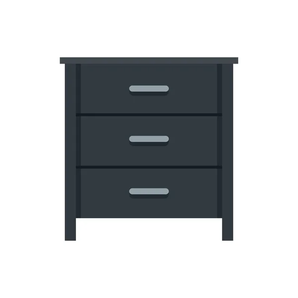 Table de chevet noire icône, style plat — Image vectorielle