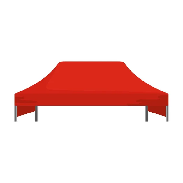 Значок красной палатки, плоский стиль — стоковый вектор