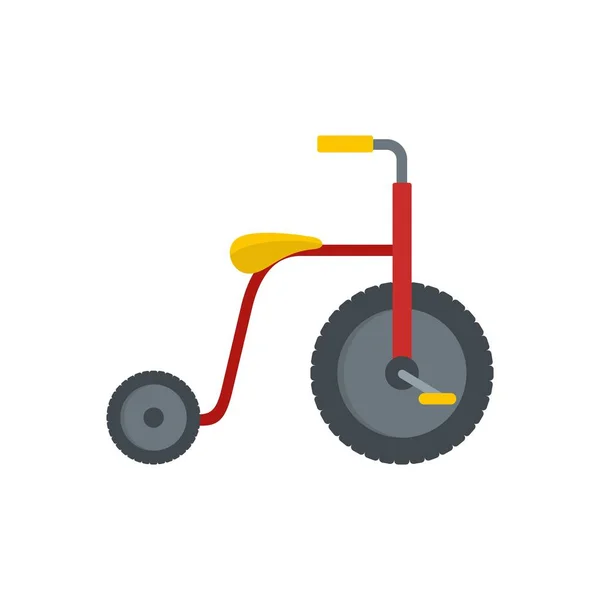 Красная икона трицикла, плоский стиль — стоковый вектор
