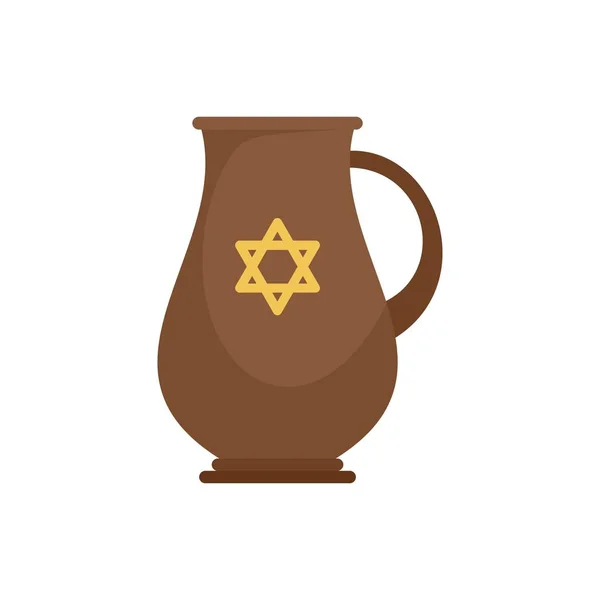 Icône de cruche juive, style plat — Image vectorielle