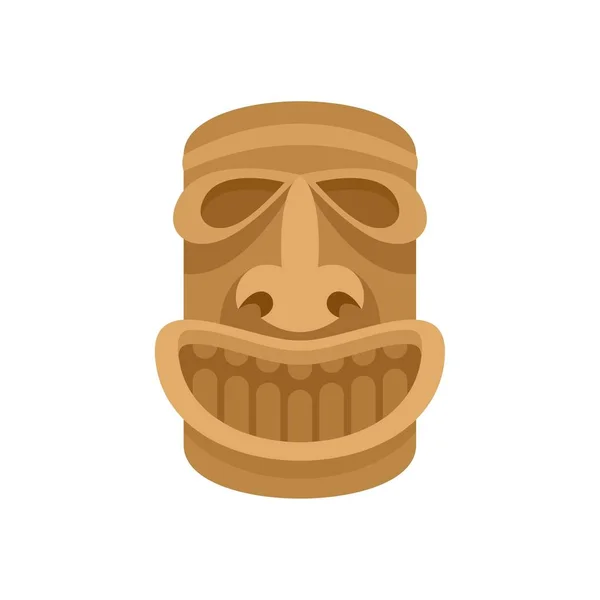 Icono de ídolo de madera de Hawaii, estilo plano — Vector de stock