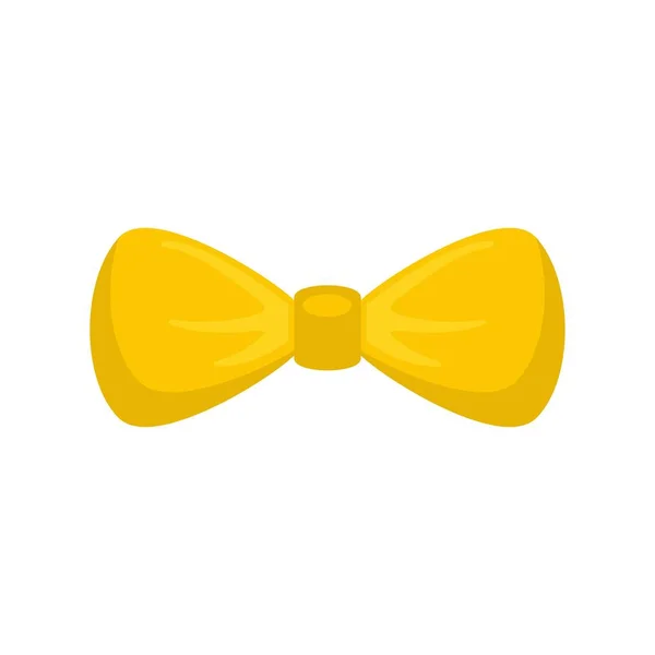 Fashion yellow bow tie icon, flat style — Stock Vector