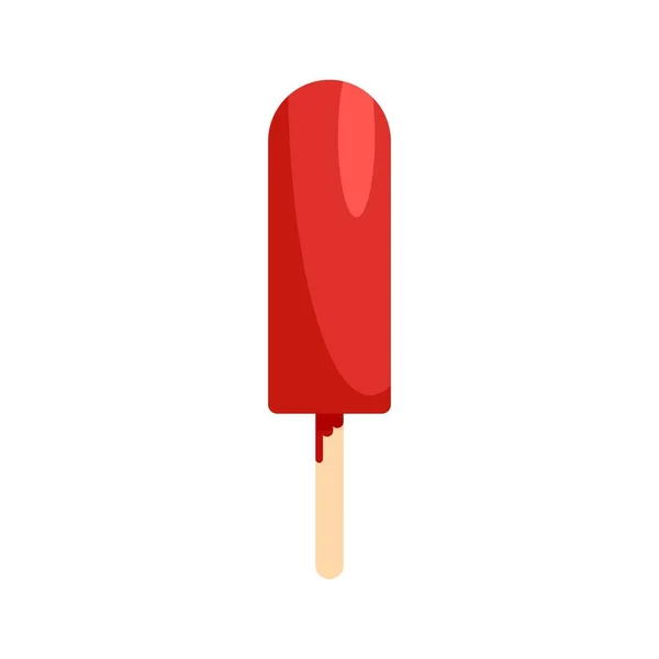 Red ice cream icon, flat style — Stock Vector