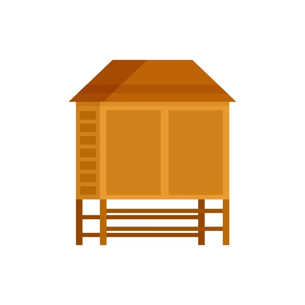アジアの木の家アイコン、フラット スタイル — ストックベクタ