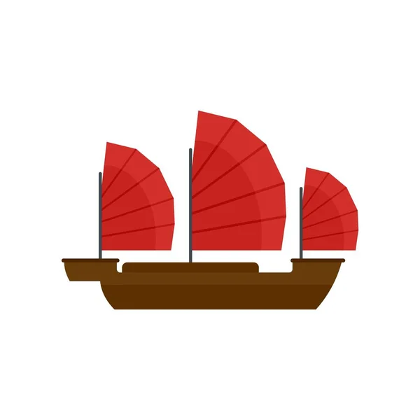 Icono de barco de China, estilo plano — Vector de stock
