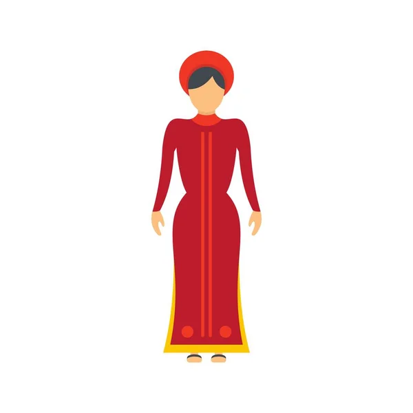 Icono de la mujer de Vietnam, estilo plano — Vector de stock