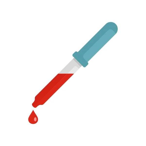 Pipetteer met bloed pictogram, vlakke stijl — Stockvector