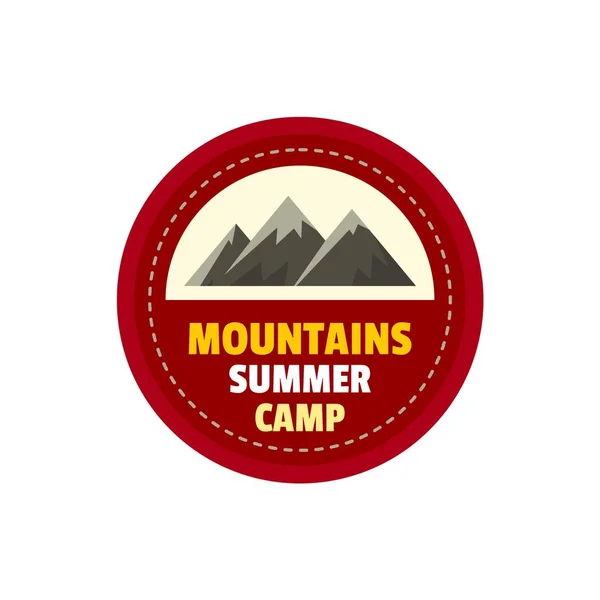 Montañas verano campamento logo, estilo plano — Vector de stock