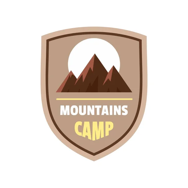 Logotipo del campamento de las montañas, estilo plano — Vector de stock