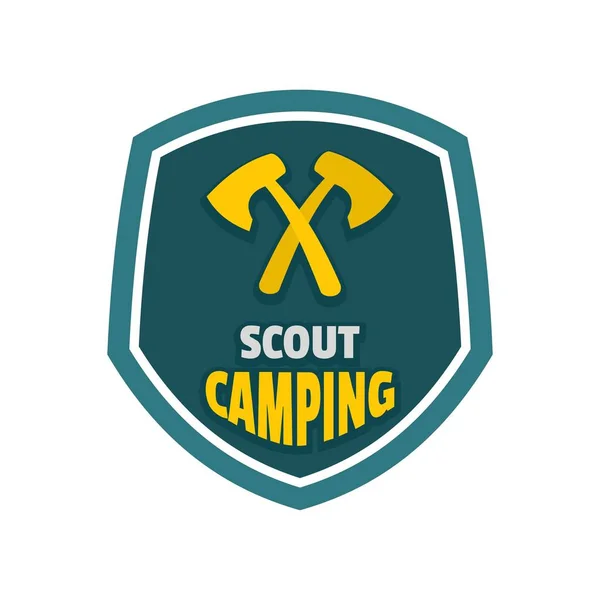 Scout camping logo, flat style — Stock Vector