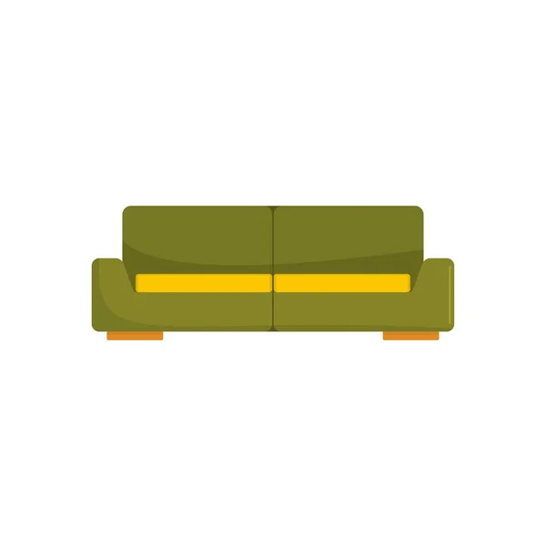 Canapé moderne vert icône, style plat — Image vectorielle