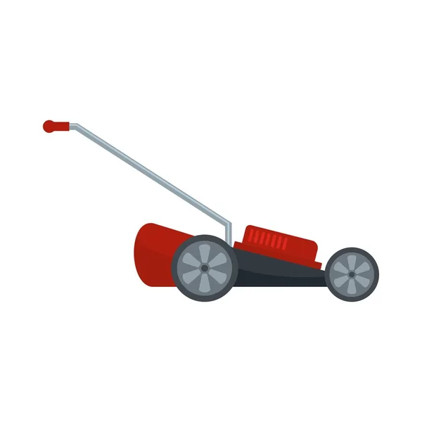 Rotes Motorrasenmähersymbol, flacher Stil — Stockvektor