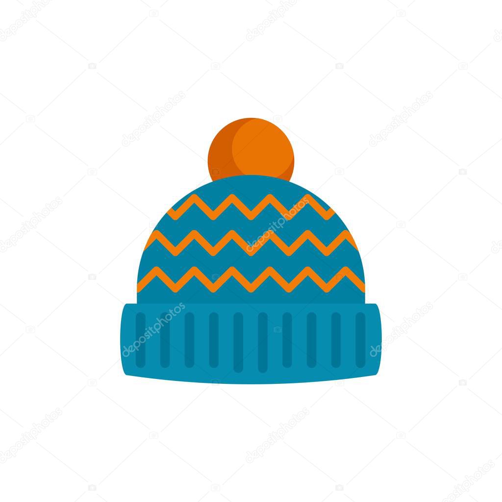 Winter hat icon, flat style