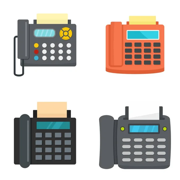Набір значків телефонів для факсу, плоский стиль — стоковий вектор