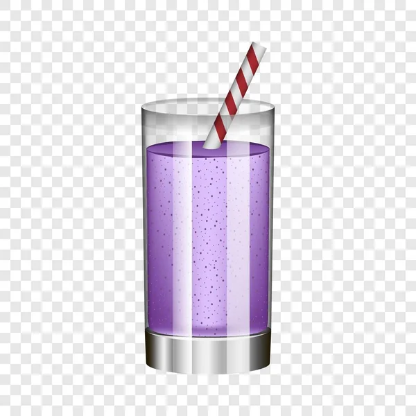 ガラスのモックアップ、現実的なスタイルで紫のスムージー — ストックベクタ