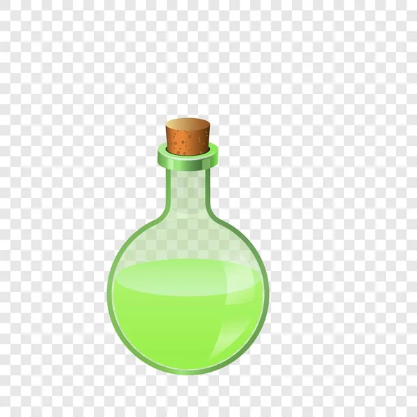 绿色玻璃瓶图标 动画片绿色玻璃烧瓶矢量图标在透明背景下 — 图库矢量图片