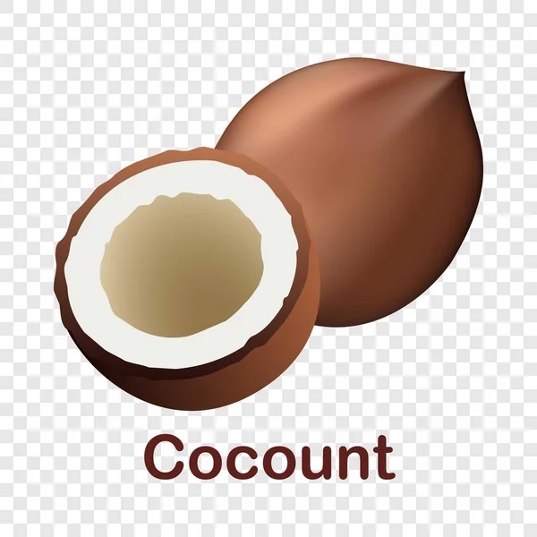 Icône de noix de coco, style réaliste — Image vectorielle