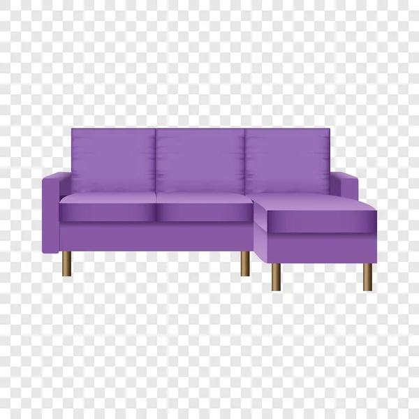 Canapé de salon violet maquette, style réaliste — Image vectorielle