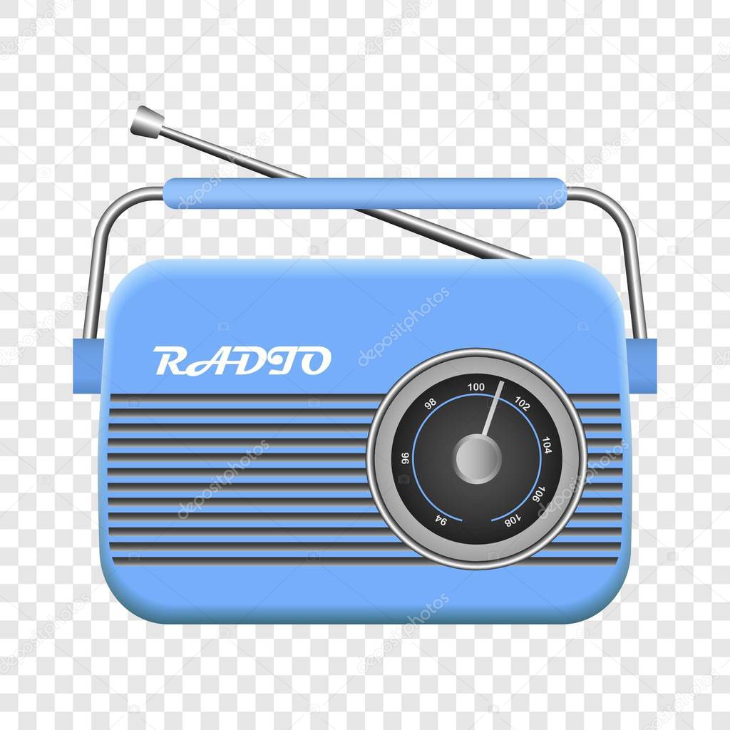 Blue old radio mockup, realistic style