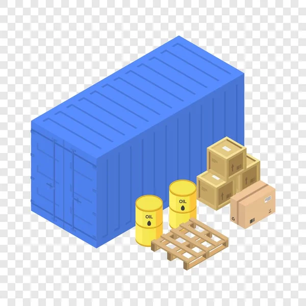 Icono de caja contenedor de puerto, estilo isométrico — Vector de stock