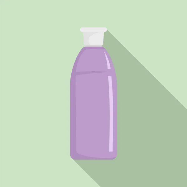 Фіолетовий значок пляшки шампуню, плоский стиль — стоковий вектор