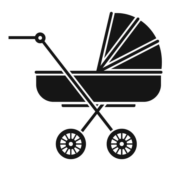 Retro-Ikone im Kinderwagen, schlichter Stil — Stockvektor