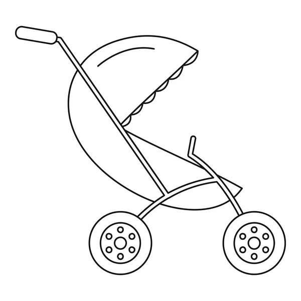 Kleines Kinderwagen-Symbol, Umriss-Stil — Stockvektor