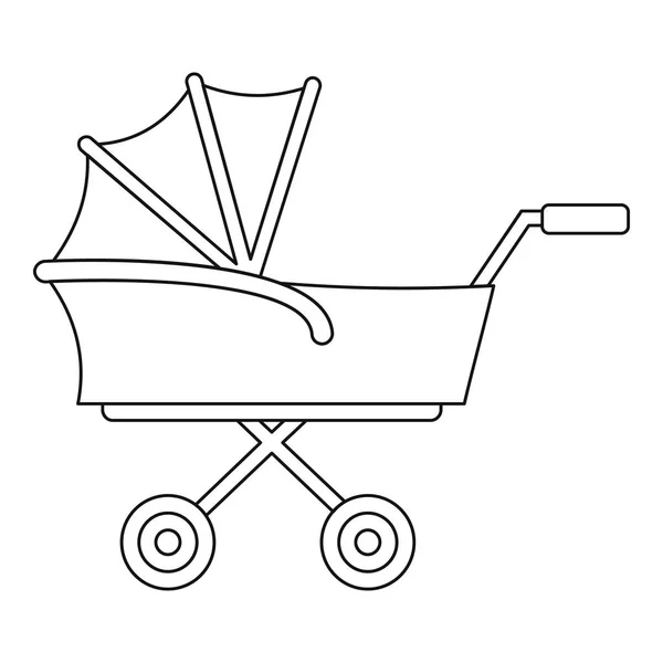 Kinderwagen-Ikone, Outline-Stil — Stockvektor