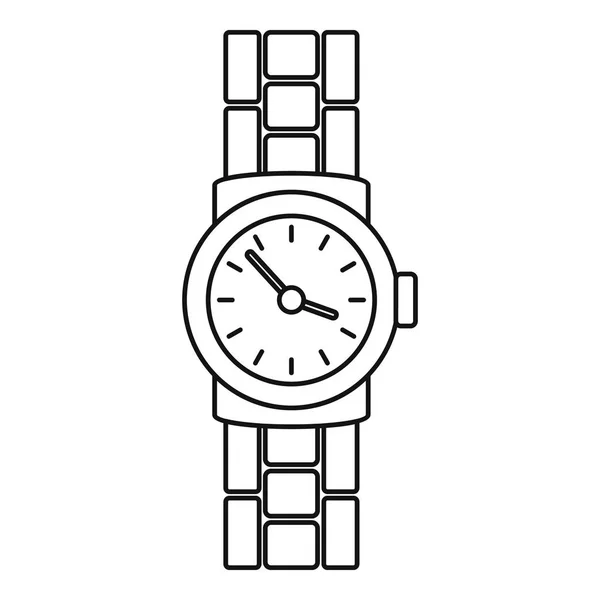 Gold watch icon, outline style — Stock Vector