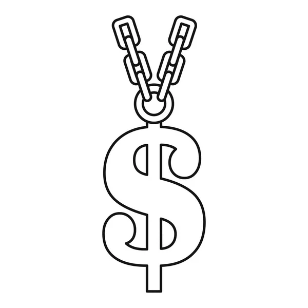Icône symbole dollar or, style contour — Image vectorielle