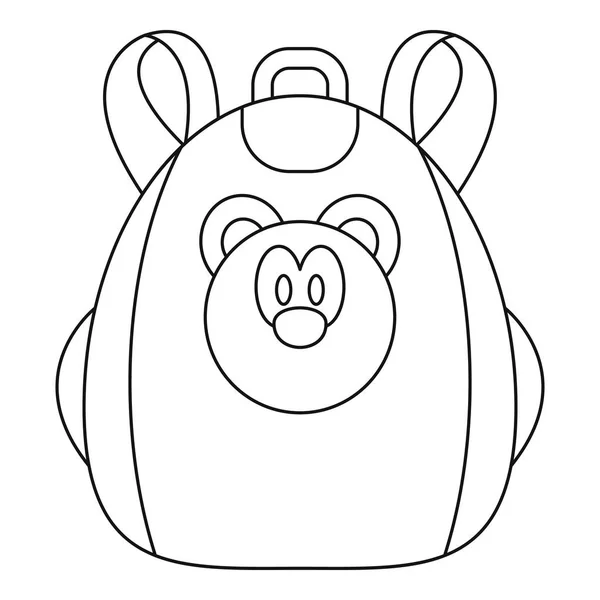 Ícone bonito da mochila do urso, estilo esboço — Vetor de Stock