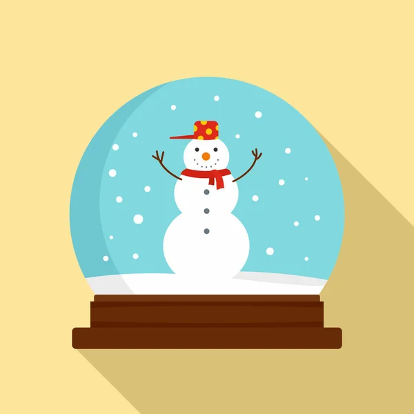 Ícone de bola de vidro boneco de neve, estilo plano — Vetor de Stock