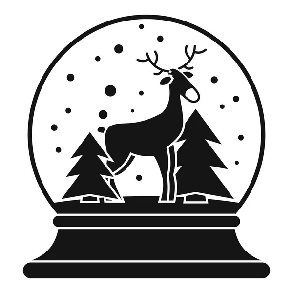 Deer glass snow ball icon, simple style — Stock Vector