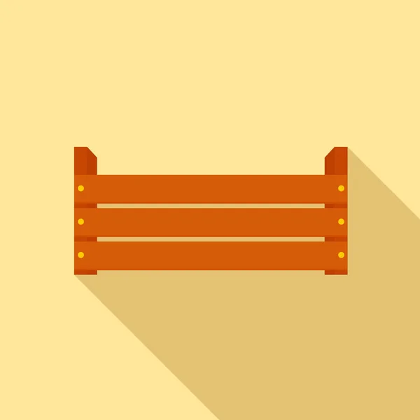 Icono de caja de jardín de madera, estilo plano — Vector de stock