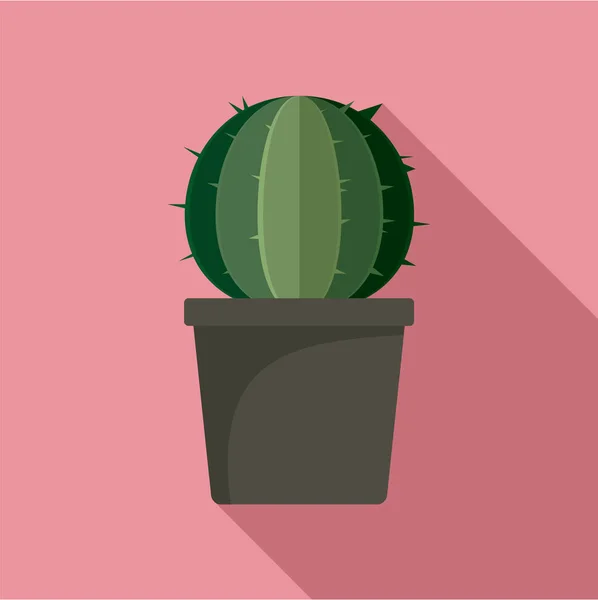 Sphera cactus pot icon, flat style — Stock Vector