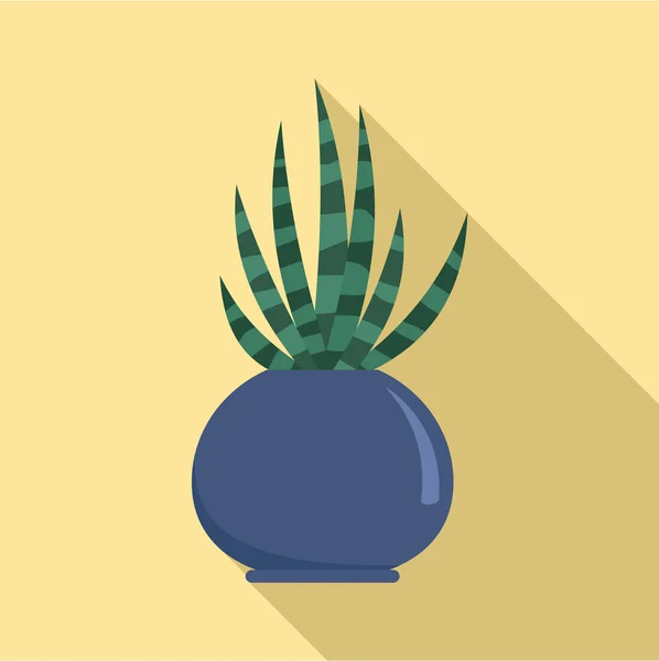 Icône de pot de cactus rayé, style plat — Image vectorielle