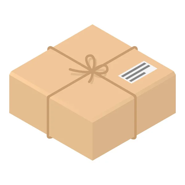 Postal carton box icon, isometric style — Stock Vector
