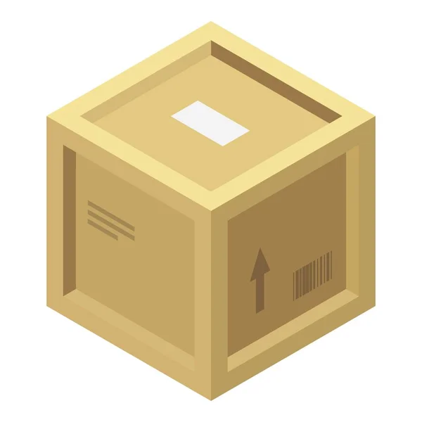 Icono de caja de paquete de madera, estilo isométrico — Vector de stock