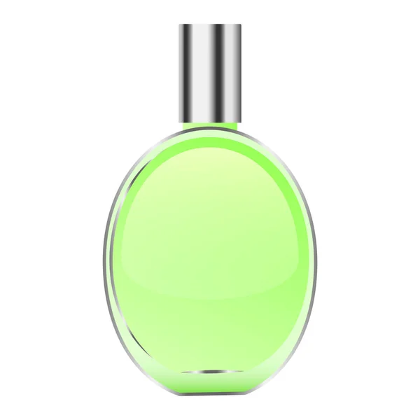 Green perfume bottle mockup, realistic style — Stock Vector