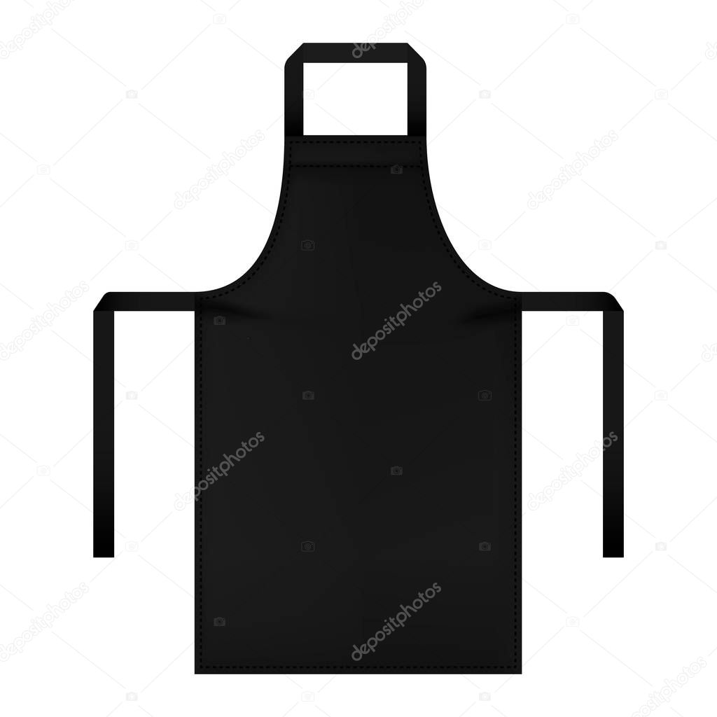 Black apron mockup, realistic style