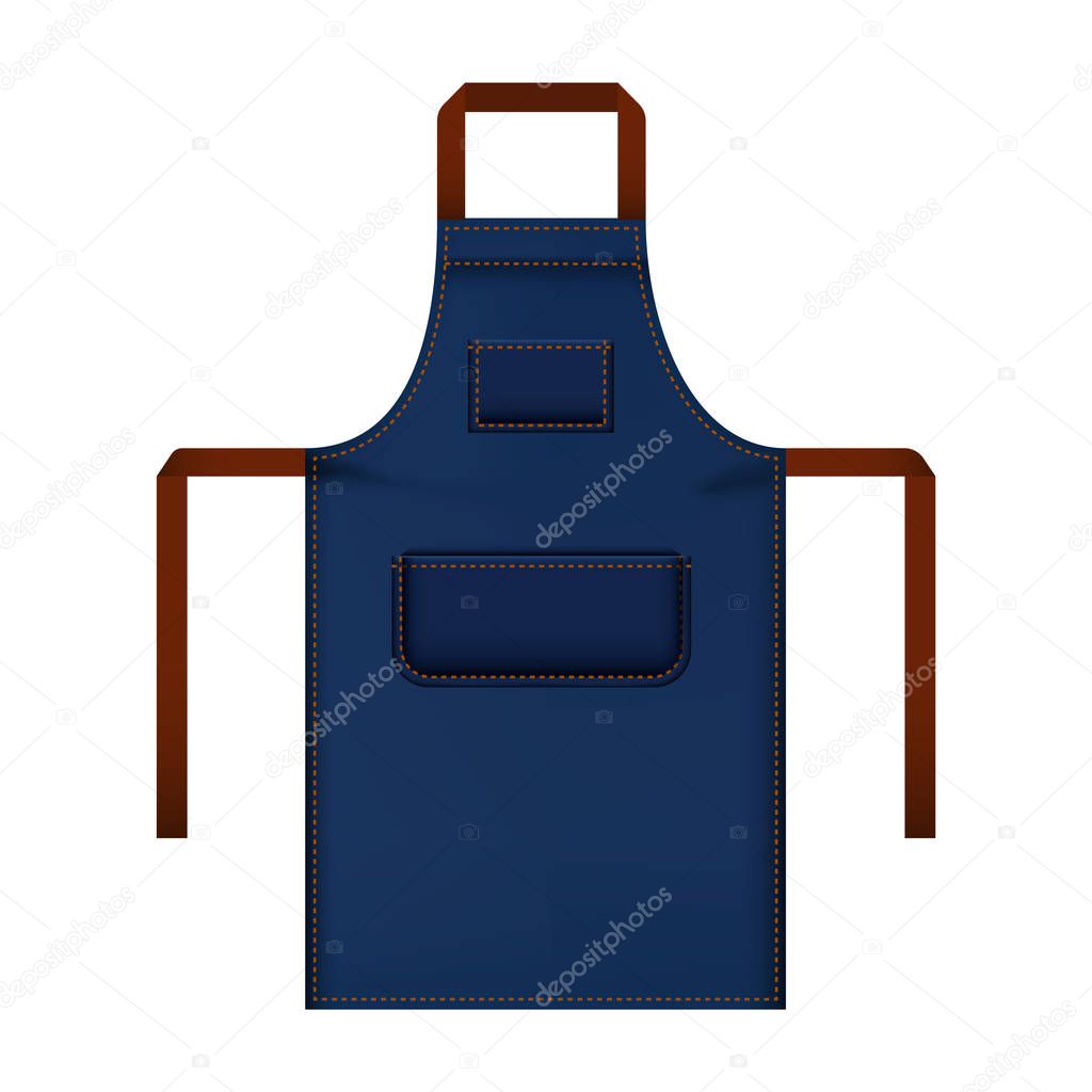 Blue work apron mockup, realistic style