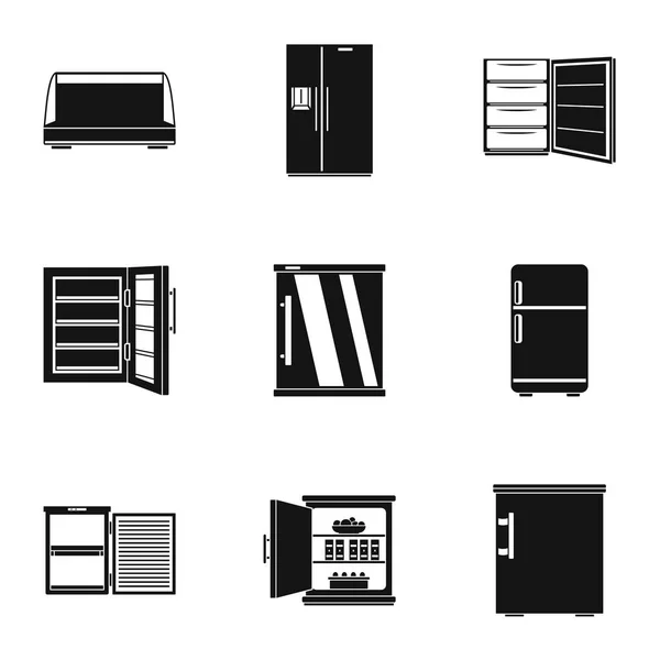 Eisbox Icons Set, einfacher Stil — Stockvektor