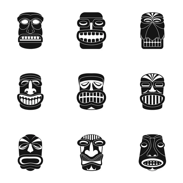 African people icons set, simple style — Stock Vector