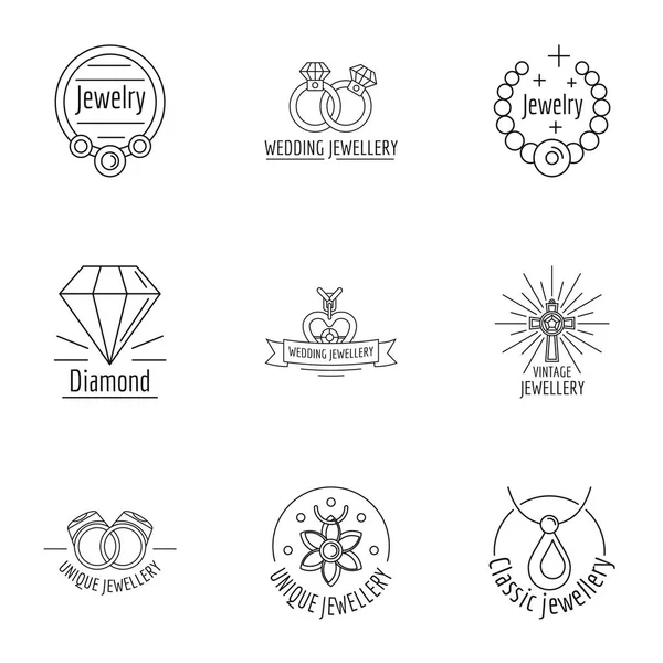 Conjunto de ícones de jóias de diamante, estilo esboço — Vetor de Stock
