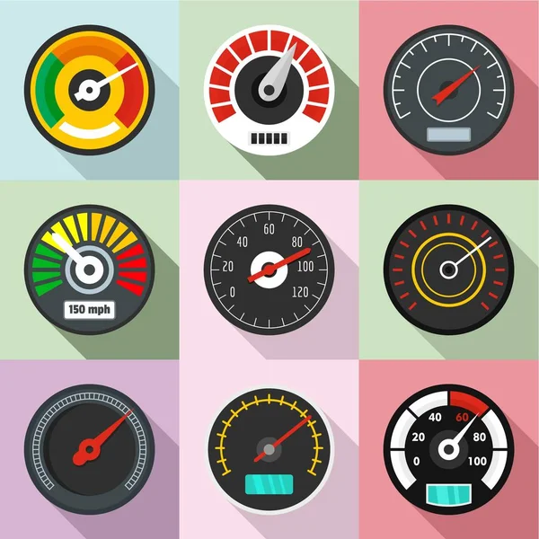 Conjunto de ícones de alta velocidade, estilo plano — Vetor de Stock