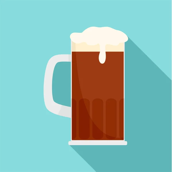 杯棕色啤酒图标, 扁平型 — 图库矢量图片