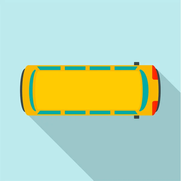 Top view school bus icon, flat style — Stock Vector