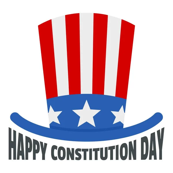 ABD şapka Anayasa gün logo simge, düz stil — Stok Vektör